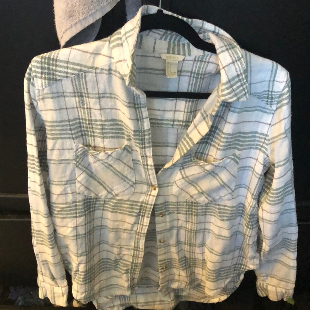 High low flannel button down